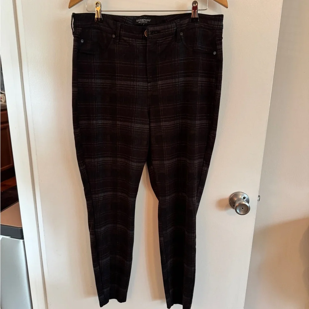 Liverpool Maroon & Blue/Black Plaid Preppy Flattering size 14